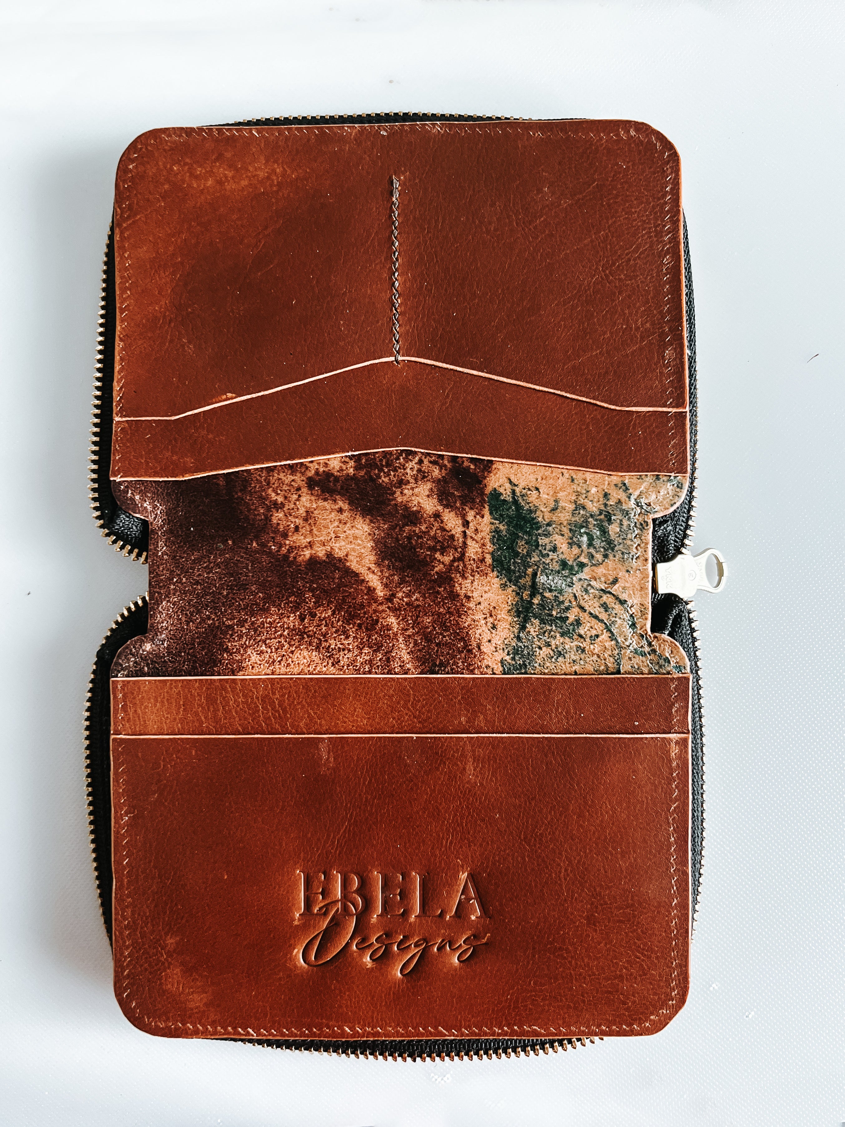 MARBLED CULATTA Zippered Passport Wallet